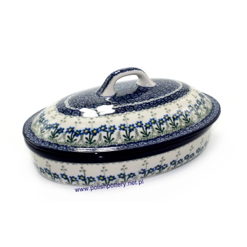 Półmisek/ zapiek z pokrywką dek. Niebieskie Kwiaty